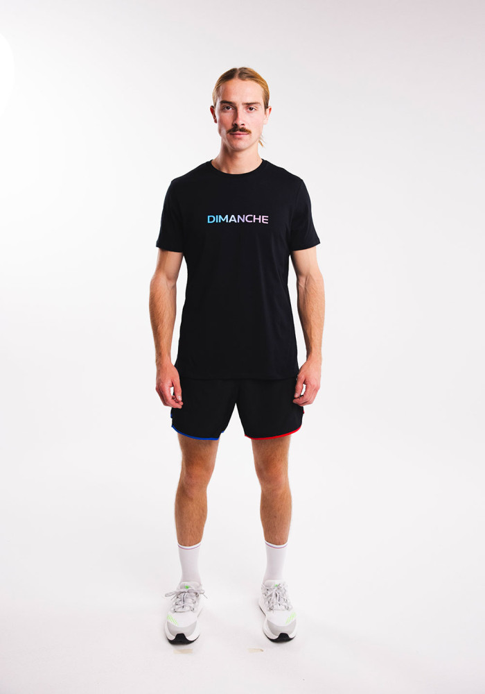 T-shirt Unisexe Noir Logo Bleu